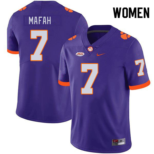 Women's Clemson Tigers Phil Mafah #7 College Purple NCAA Authentic Football Stitched Jersey 23OF30MZ